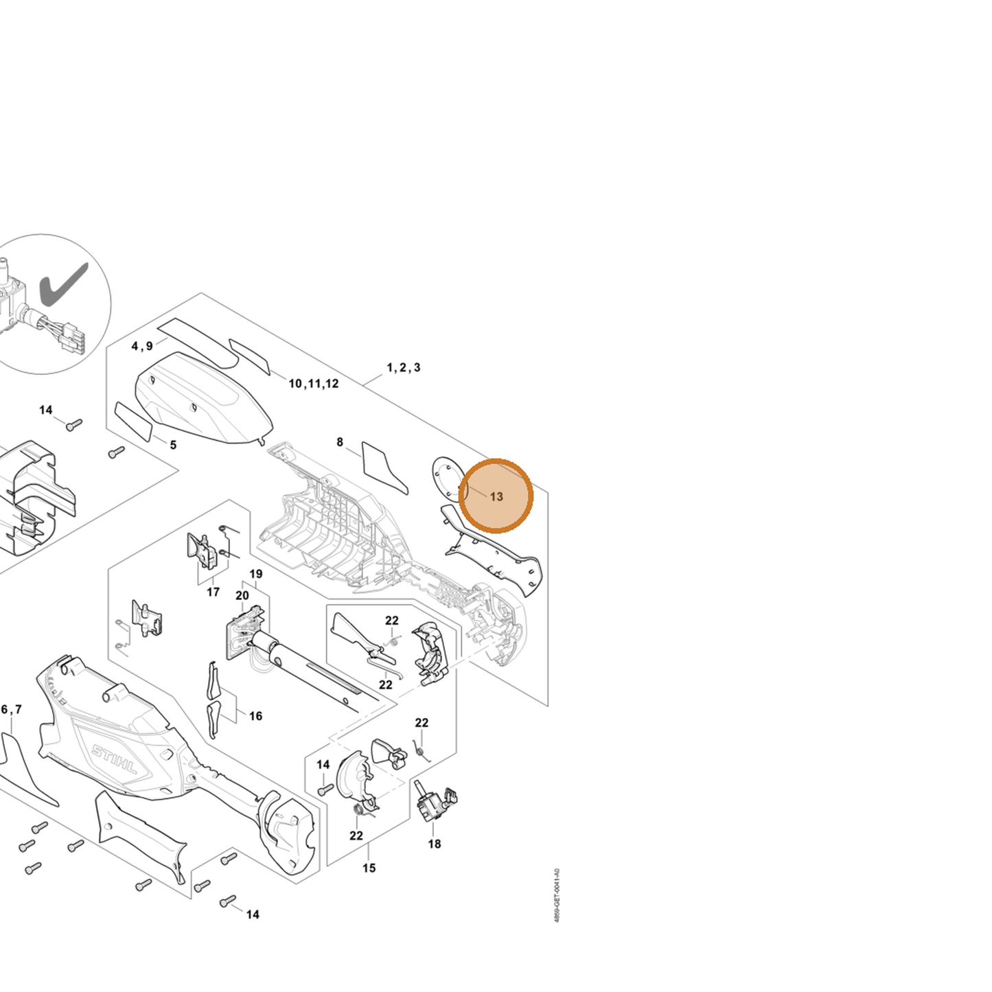 STIHL part 4859-967-1500 — IPL diagram snippet (6x zoom, amber highlight)