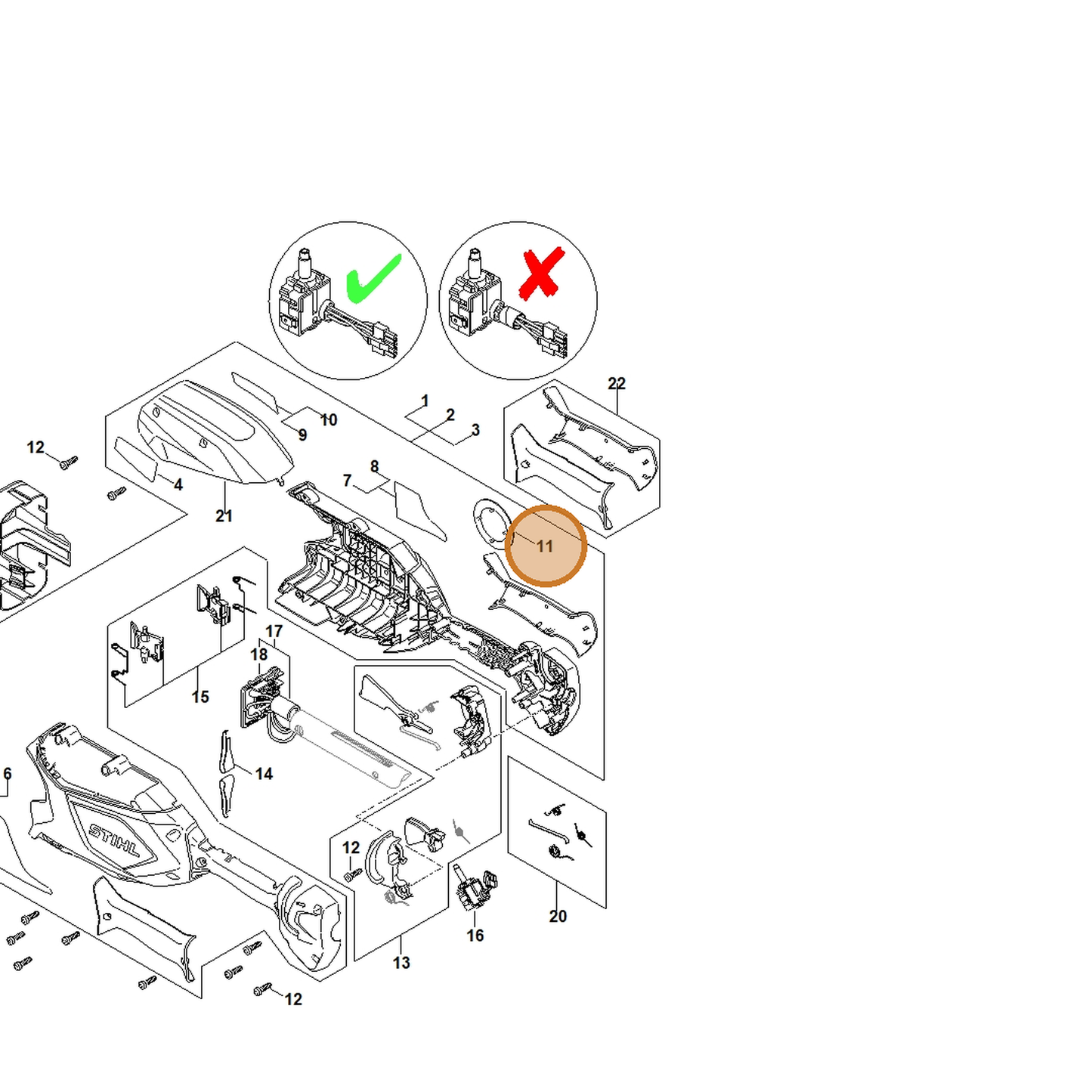 STIHL part 4859-967-1501 — IPL diagram snippet (6x zoom, amber highlight)