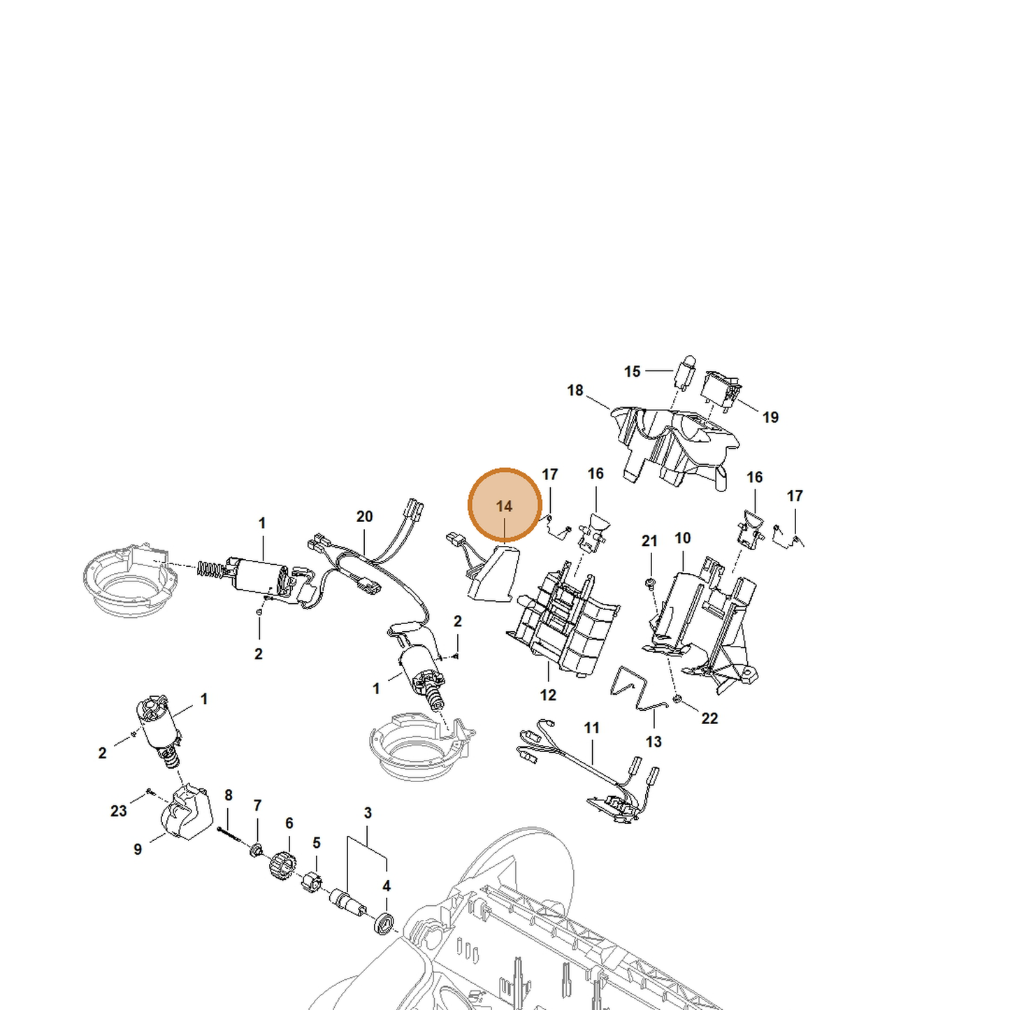 STIHL part 4860-430-1400 — IPL diagram snippet (6x zoom, amber highlight)