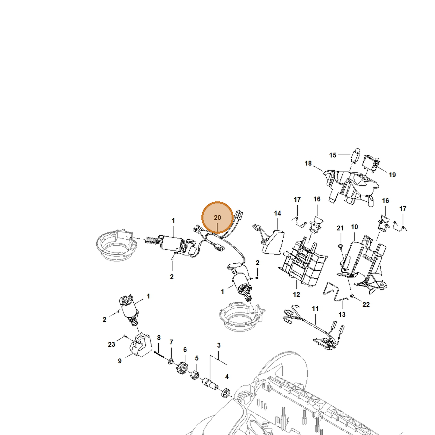 STIHL part 4860-440-3001 — IPL diagram snippet (6x zoom, amber highlight)
