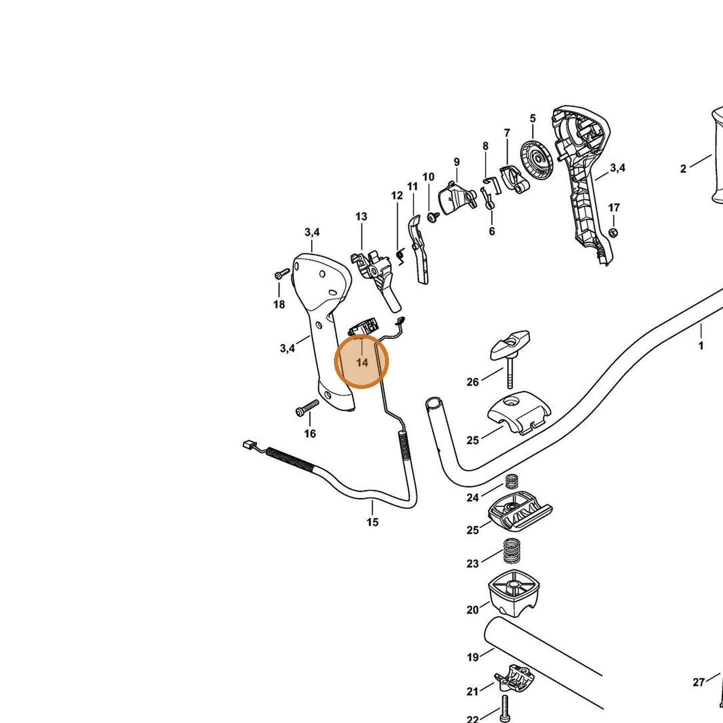 STIHL part 4863-430-0501 — IPL diagram snippet (6x zoom, amber highlight)