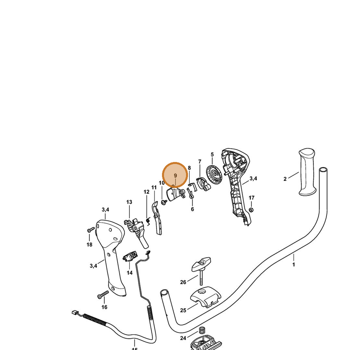STIHL part 4863-435-2800 — IPL diagram snippet (6x zoom, amber highlight)