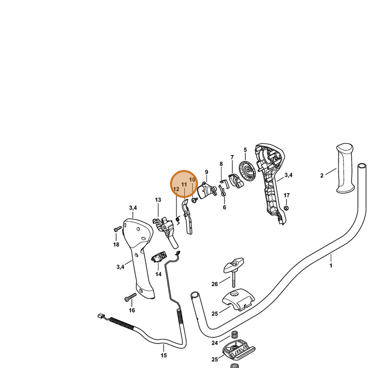 STIHL part 4863-435-6300 — IPL diagram snippet (6x zoom, amber highlight)