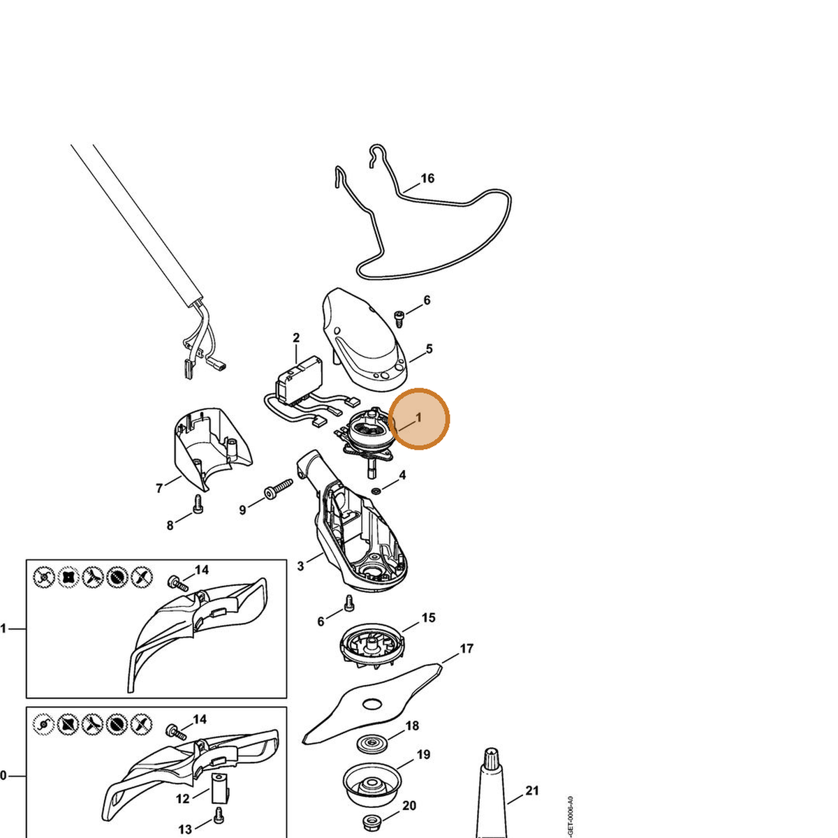 STIHL part 4863-600-0201 — IPL diagram snippet (6x zoom, amber highlight)