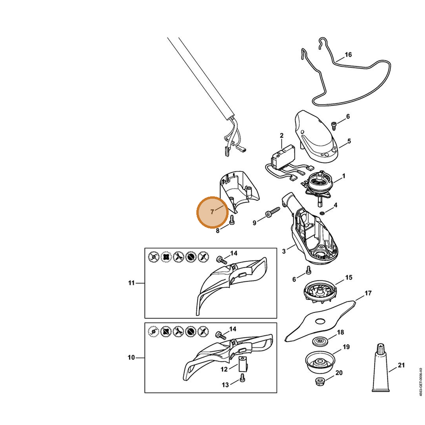 STIHL part 4863-602-0400 — IPL diagram snippet (6x zoom, amber highlight)