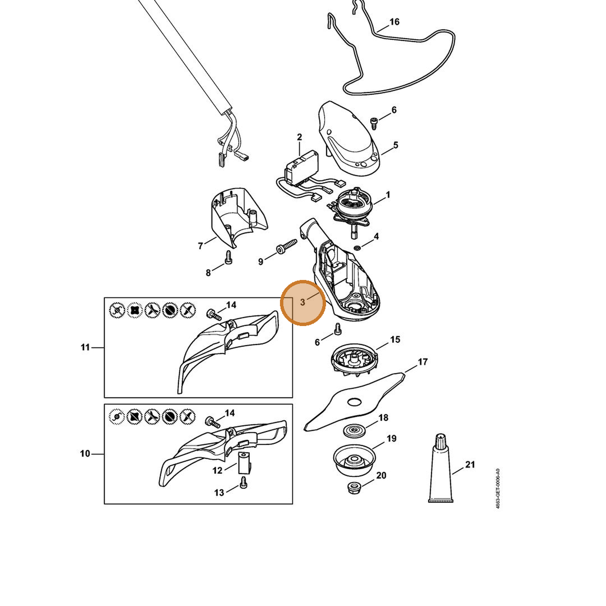 STIHL part 4863-602-1200 — IPL diagram snippet (6x zoom, amber highlight)
