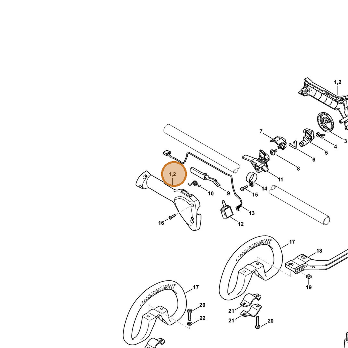 STIHL part 4863-790-0520 — IPL diagram snippet (6x zoom, amber highlight)