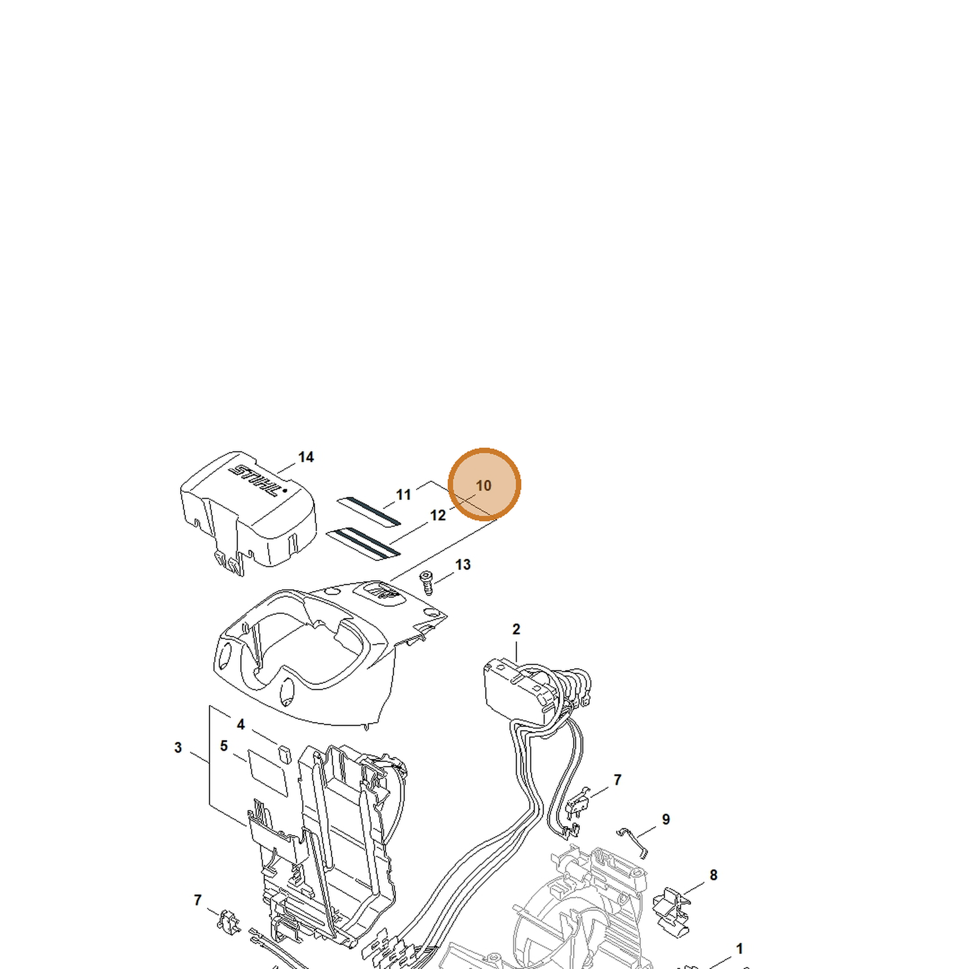 STIHL part 4864-080-1600 — IPL diagram snippet (6x zoom, amber highlight)