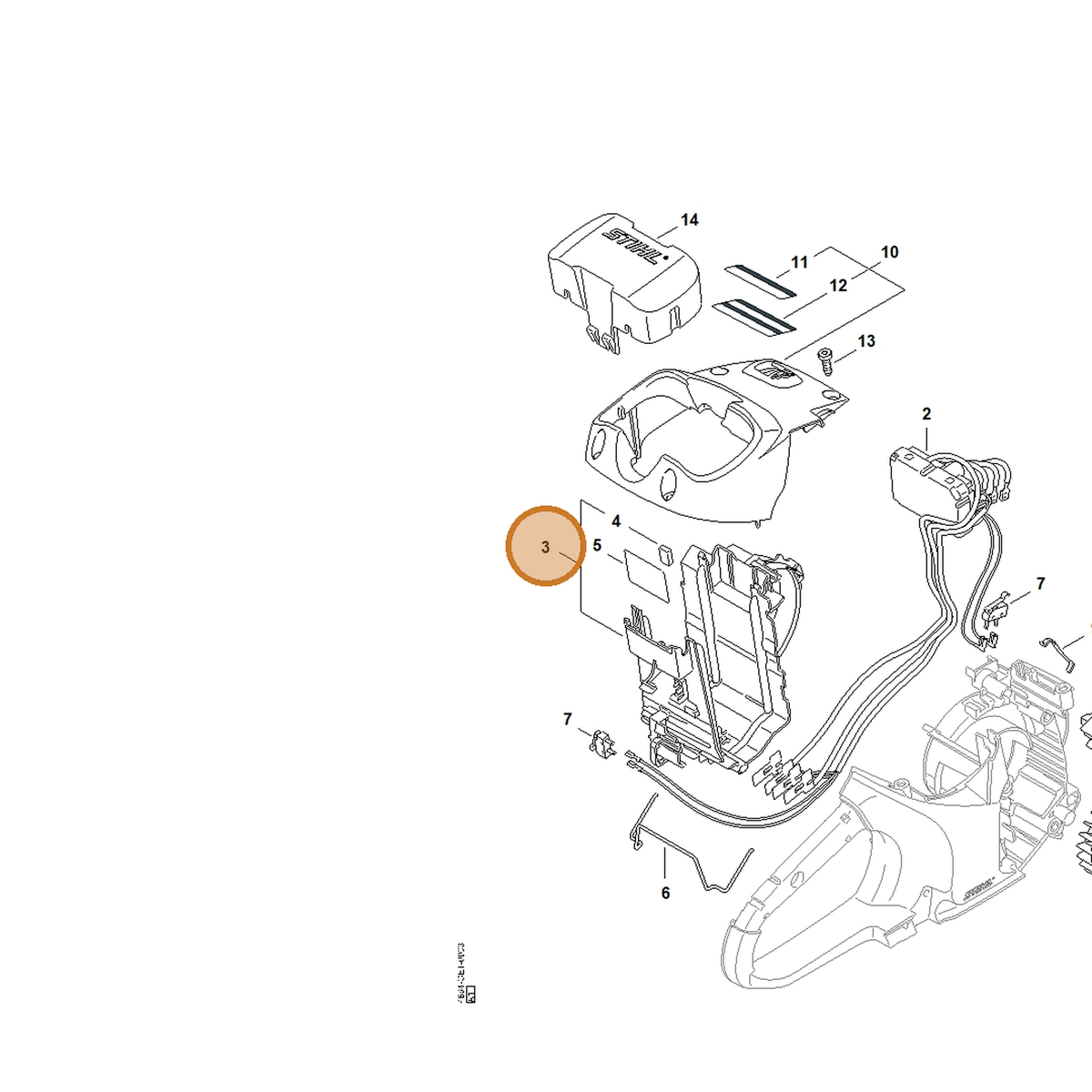 STIHL part 4864-400-0600 — IPL diagram snippet (6x zoom, amber highlight)
