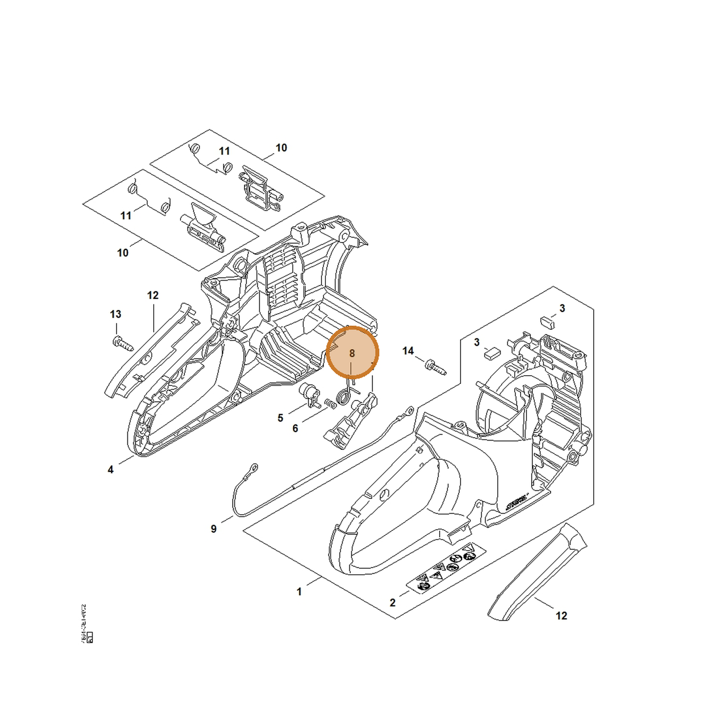 STIHL part 4864-435-2100 — IPL diagram snippet (6x zoom, amber highlight)
