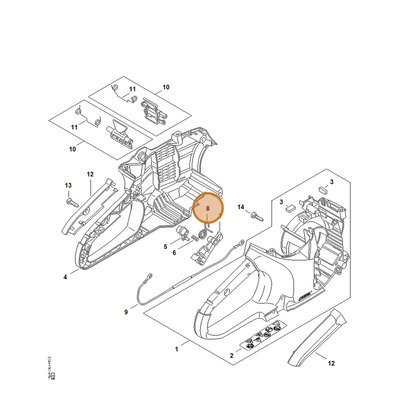 STIHL part 4864-435-2100 — IPL diagram snippet (6x zoom, amber highlight)