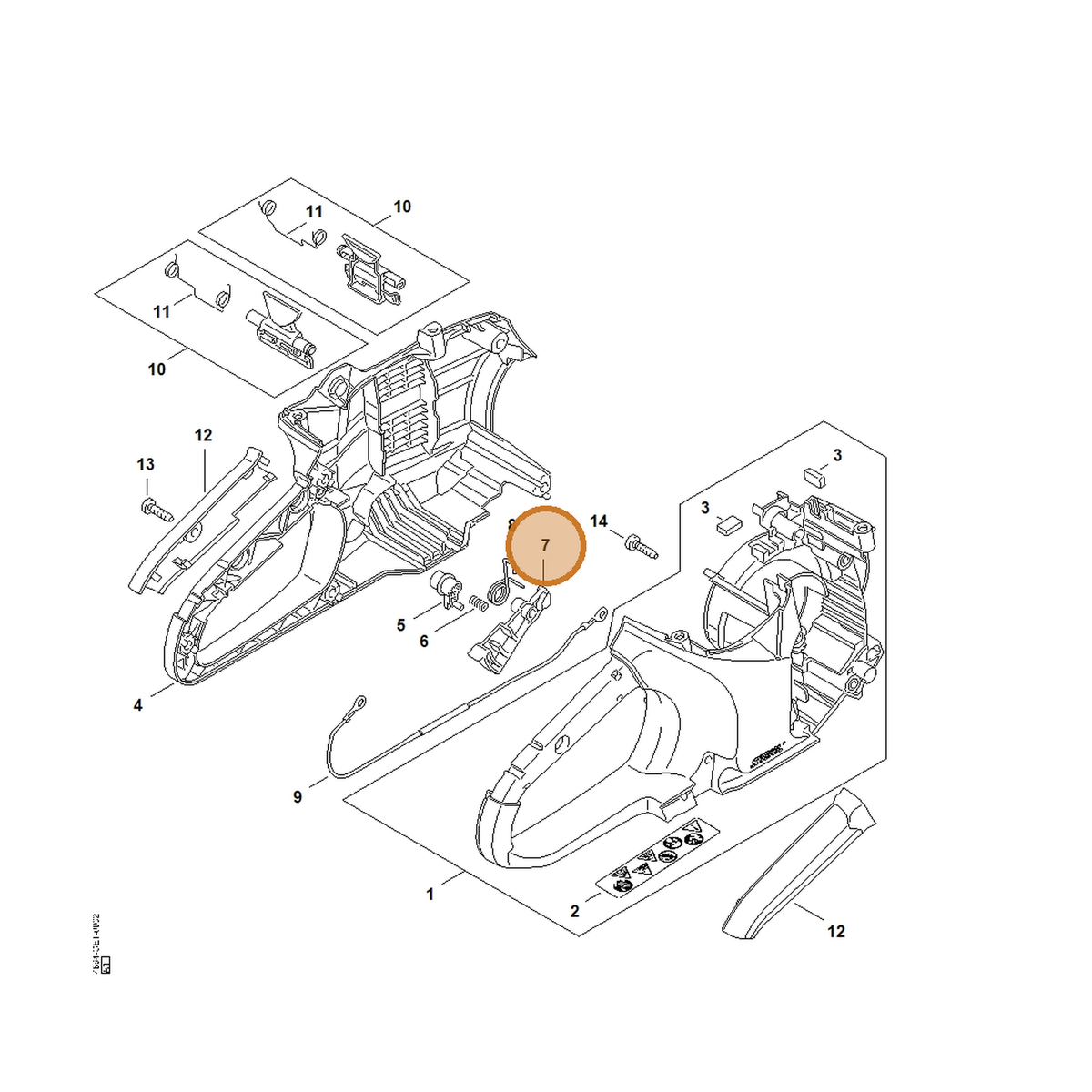 STIHL part 4864-435-2401 — IPL diagram snippet (6x zoom, amber highlight)