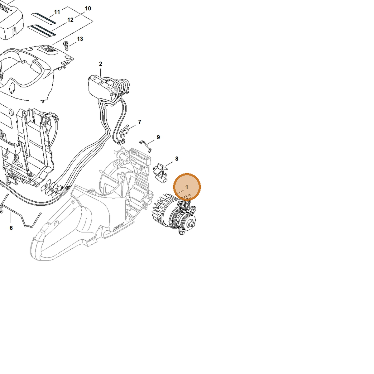 STIHL part 4864-600-0201 — IPL diagram snippet (6x zoom, amber highlight)