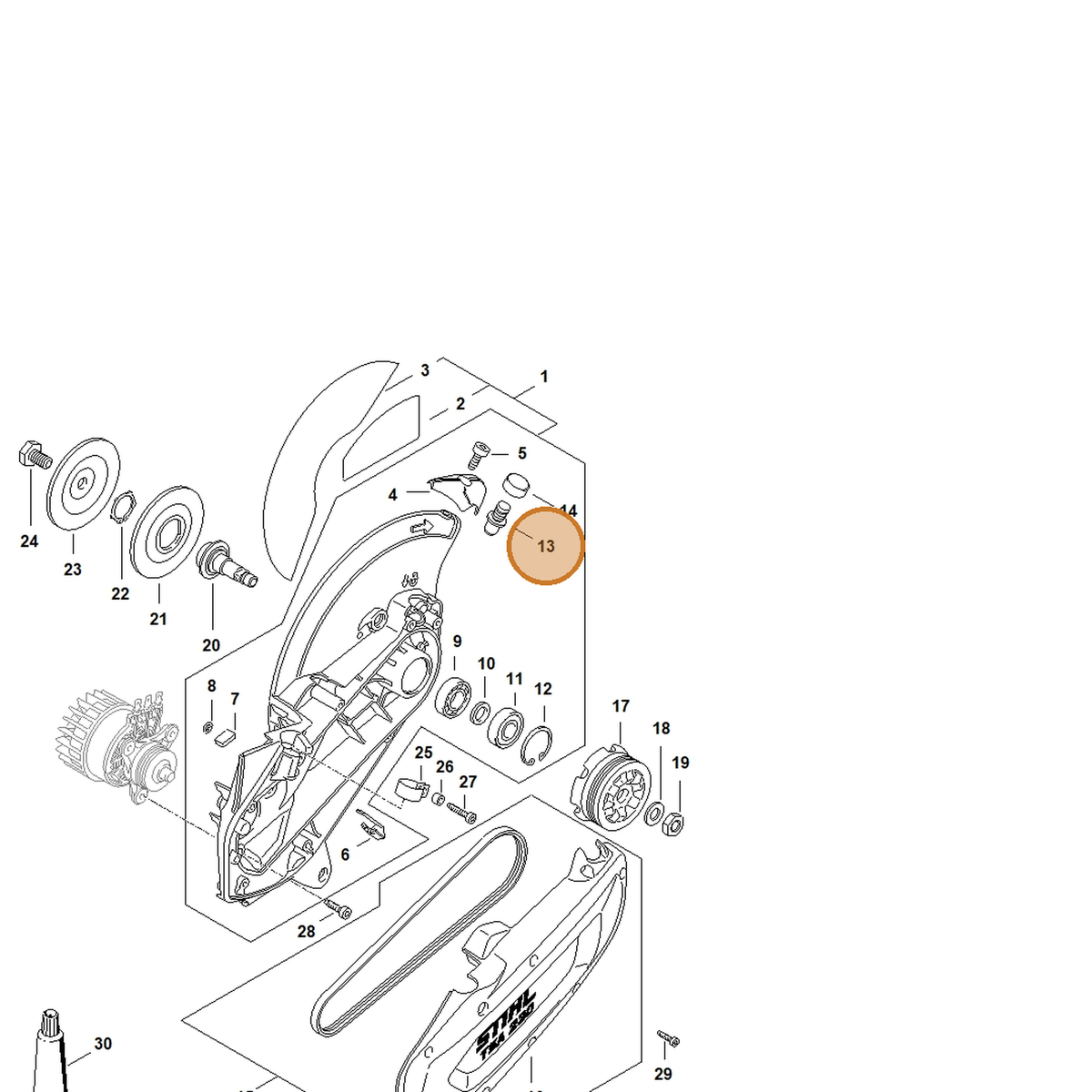 STIHL part 4864-690-0501 — IPL diagram snippet (6x zoom, amber highlight)