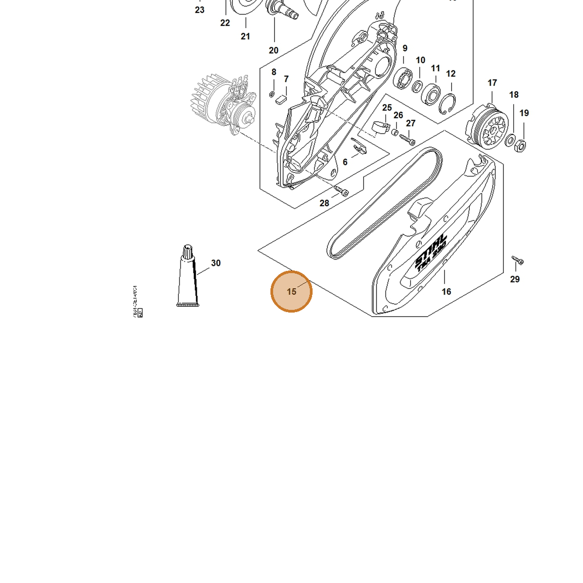 STIHL part 4864-690-0900 — IPL diagram snippet (6x zoom, amber highlight)