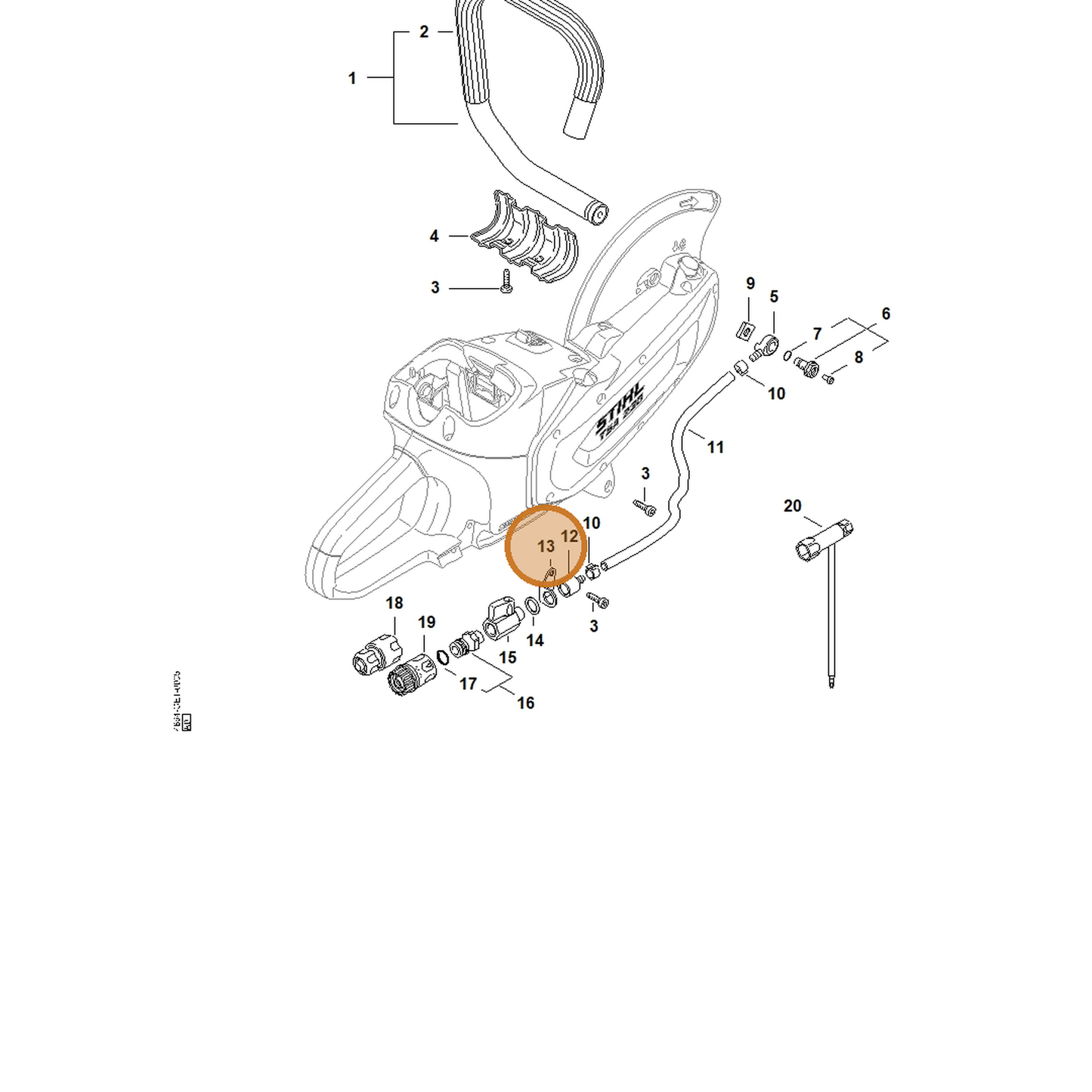 STIHL part 4864-692-0500 — IPL diagram snippet (6x zoom, amber highlight)