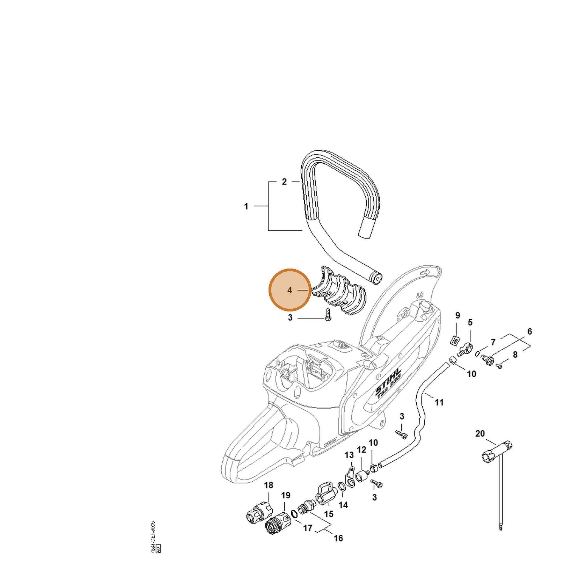 STIHL part 4864-692-7600 — IPL diagram snippet (6x zoom, amber highlight)