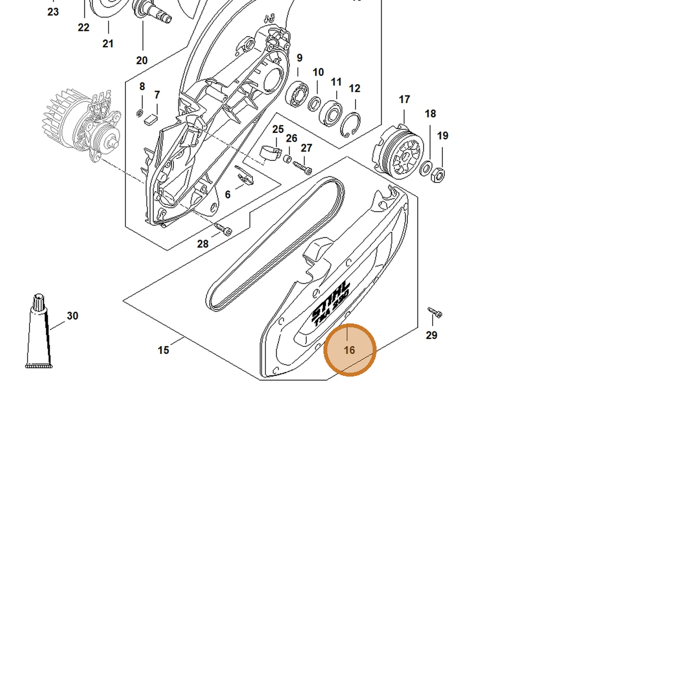 STIHL part 4864-700-8900 — IPL diagram snippet (6x zoom, amber highlight)
