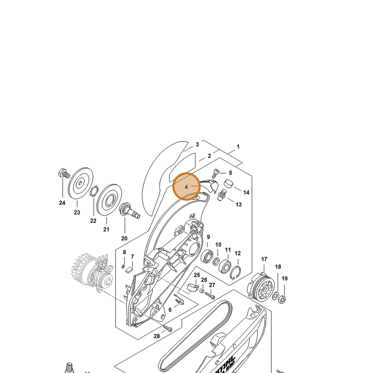 STIHL part 4864-717-3500 — IPL diagram snippet (6x zoom, amber highlight)