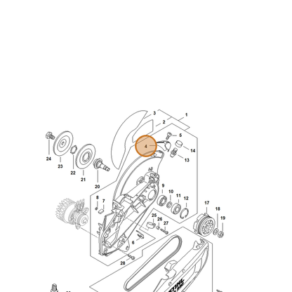 STIHL part 4864-717-3500 — IPL diagram snippet (6x zoom, amber highlight)