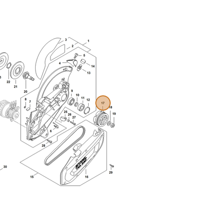 STIHL part 4864-764-8500 — IPL diagram snippet (6x zoom, amber highlight)