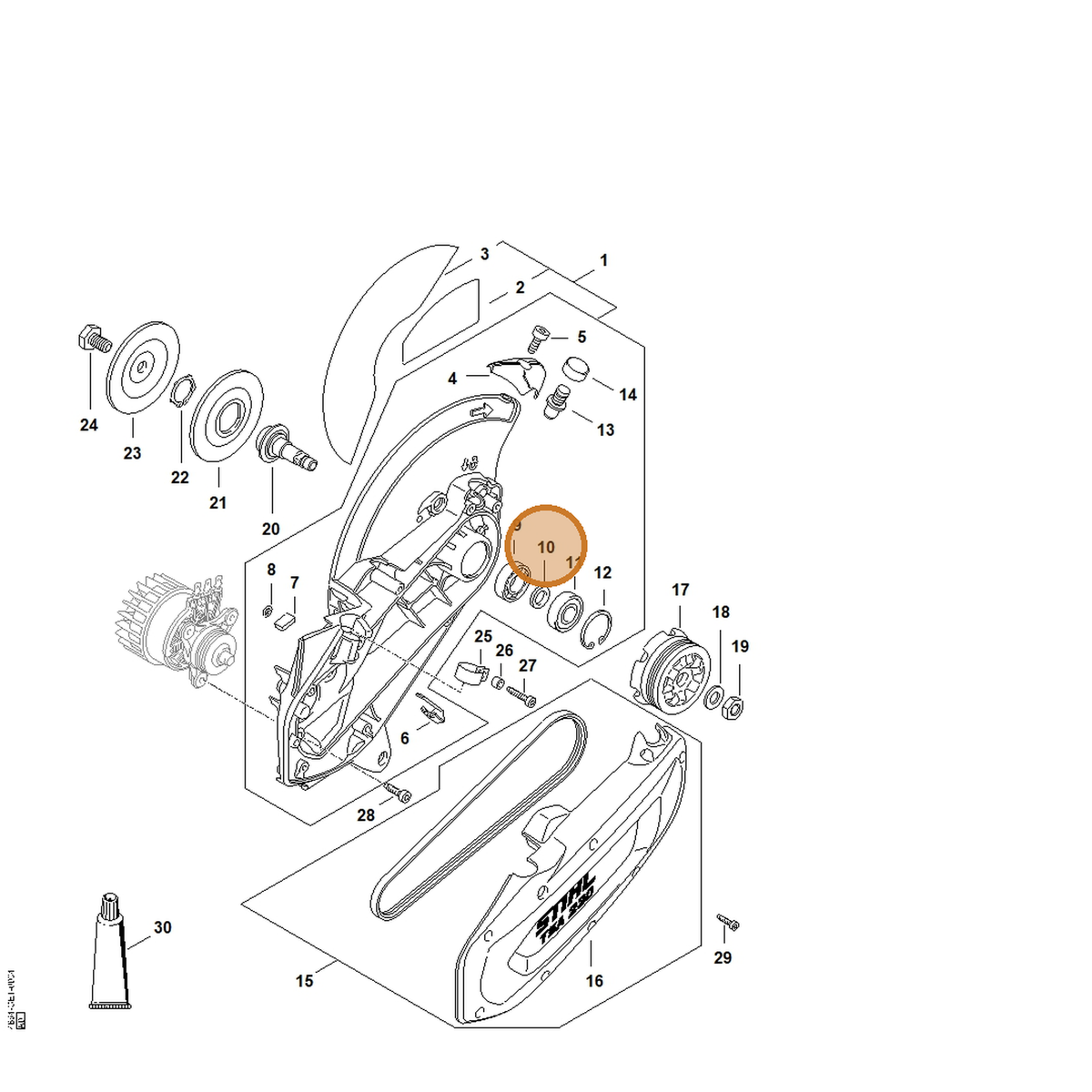 STIHL part 4864-961-1200 — IPL diagram snippet (6x zoom, amber highlight)