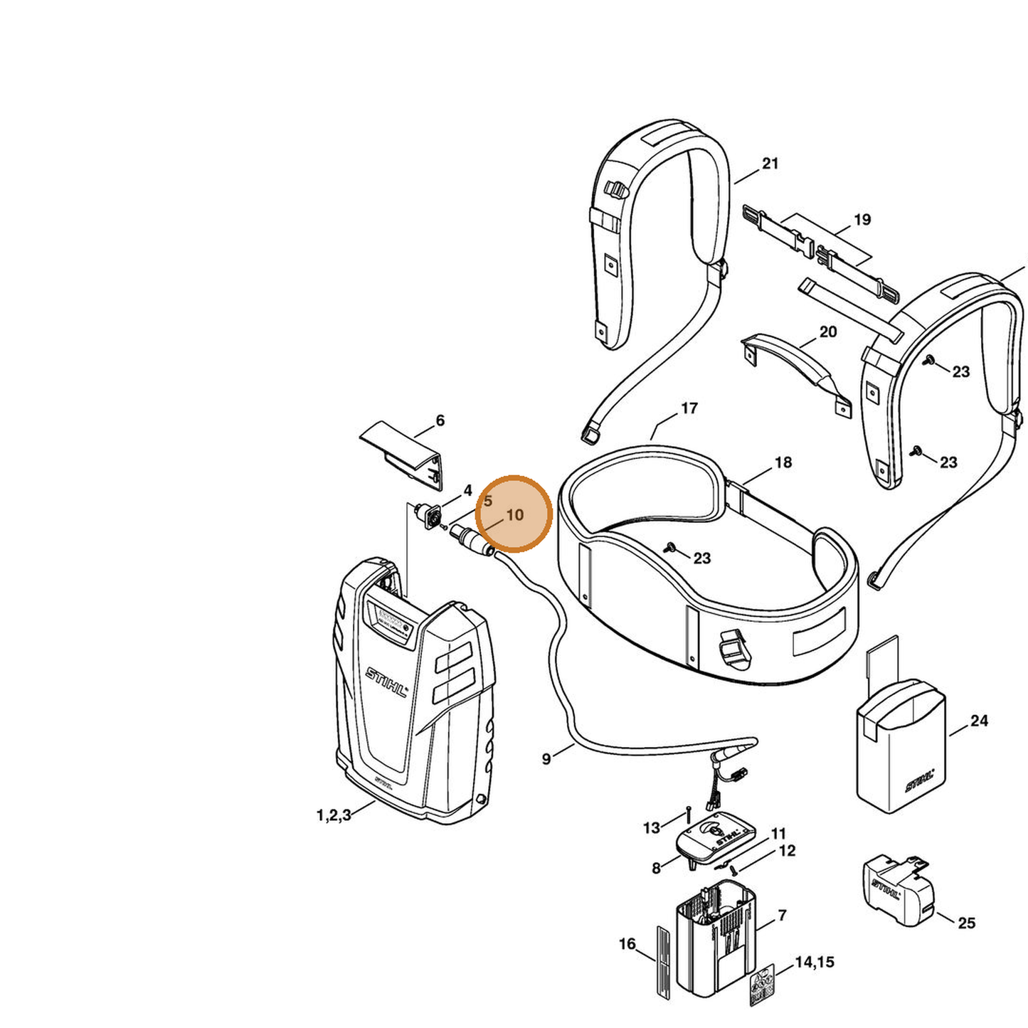 STIHL part 4865-400-1601 — IPL diagram snippet (6x zoom, amber highlight)