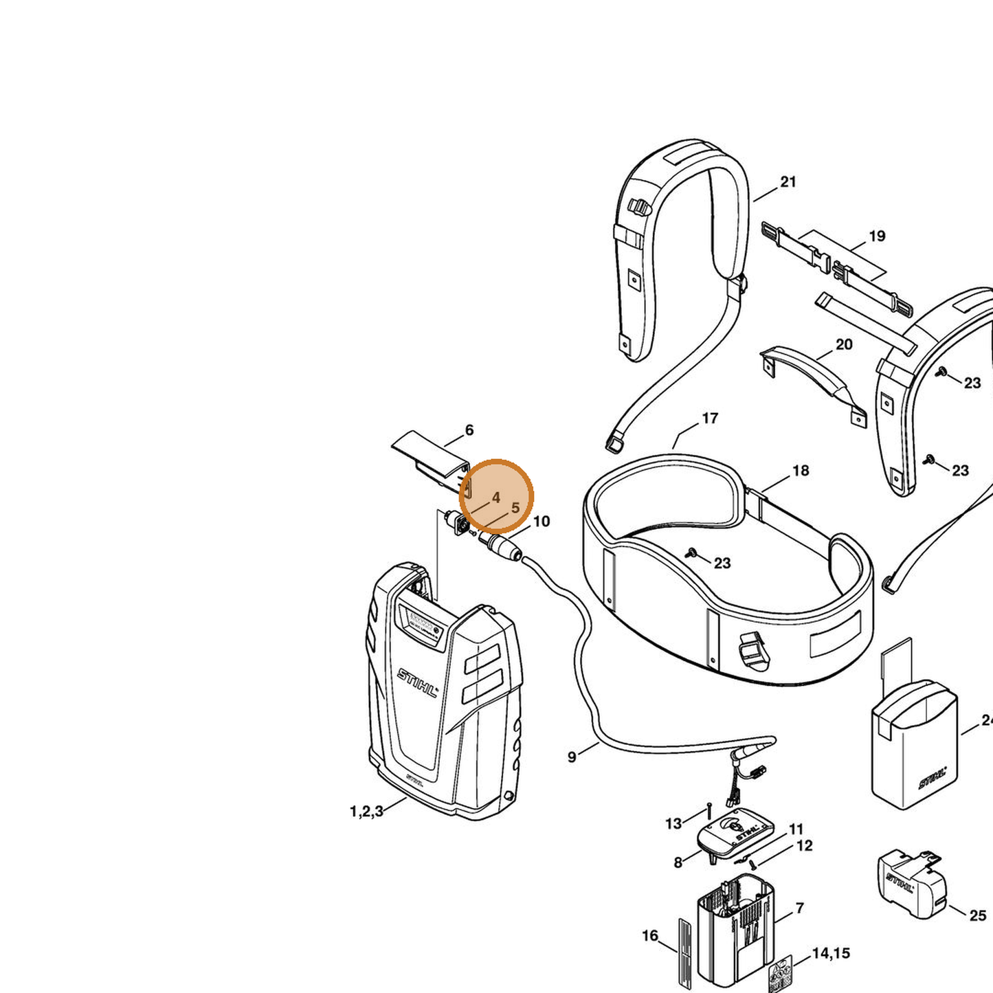 STIHL part 4865-400-3403 — IPL diagram snippet (6x zoom, amber highlight)