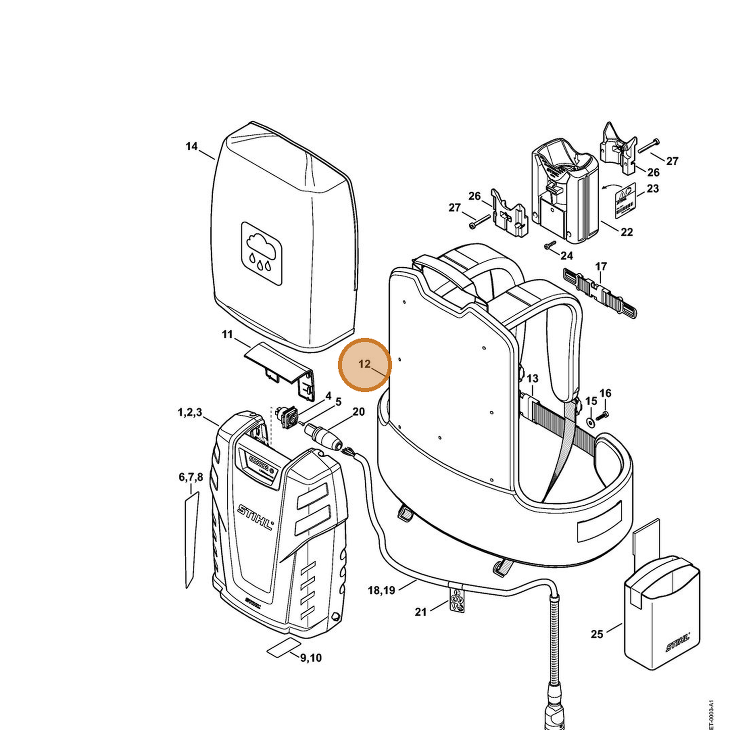 STIHL part 4865-490-0301 — IPL diagram snippet (6x zoom, amber highlight)
