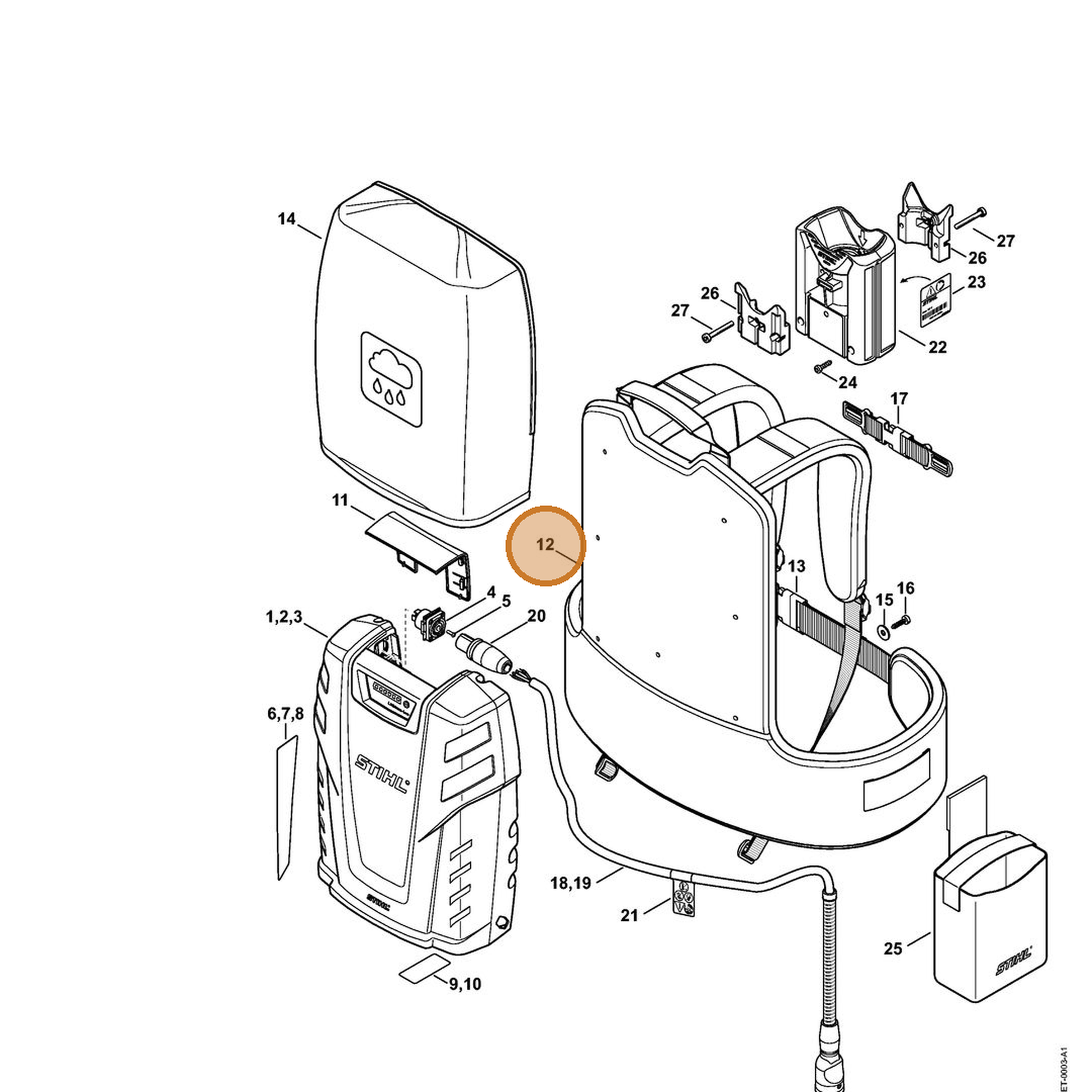 STIHL part 4865-490-0301 — IPL diagram snippet (6x zoom, amber highlight)