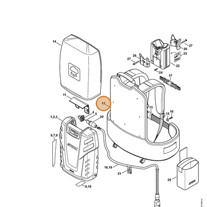 STIHL part 4865-490-0301 — IPL diagram snippet (6x zoom, amber highlight)