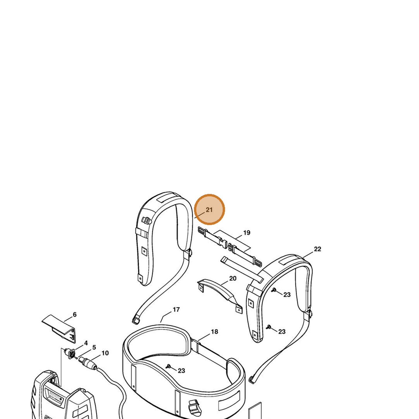 STIHL part 4865-710-9003 — IPL diagram snippet (6x zoom, amber highlight)