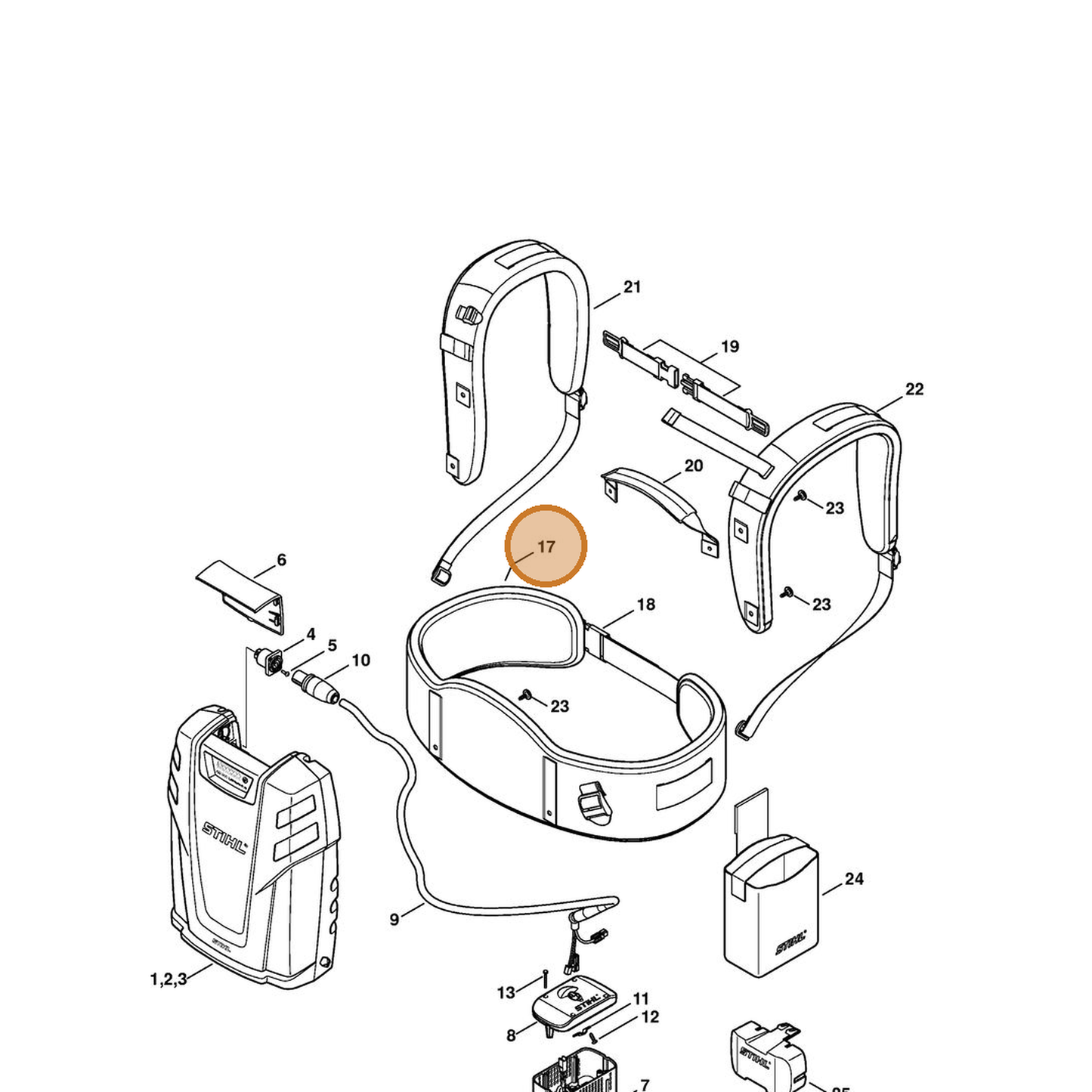 STIHL part 4865-710-9100 — IPL diagram snippet (6x zoom, amber highlight)
