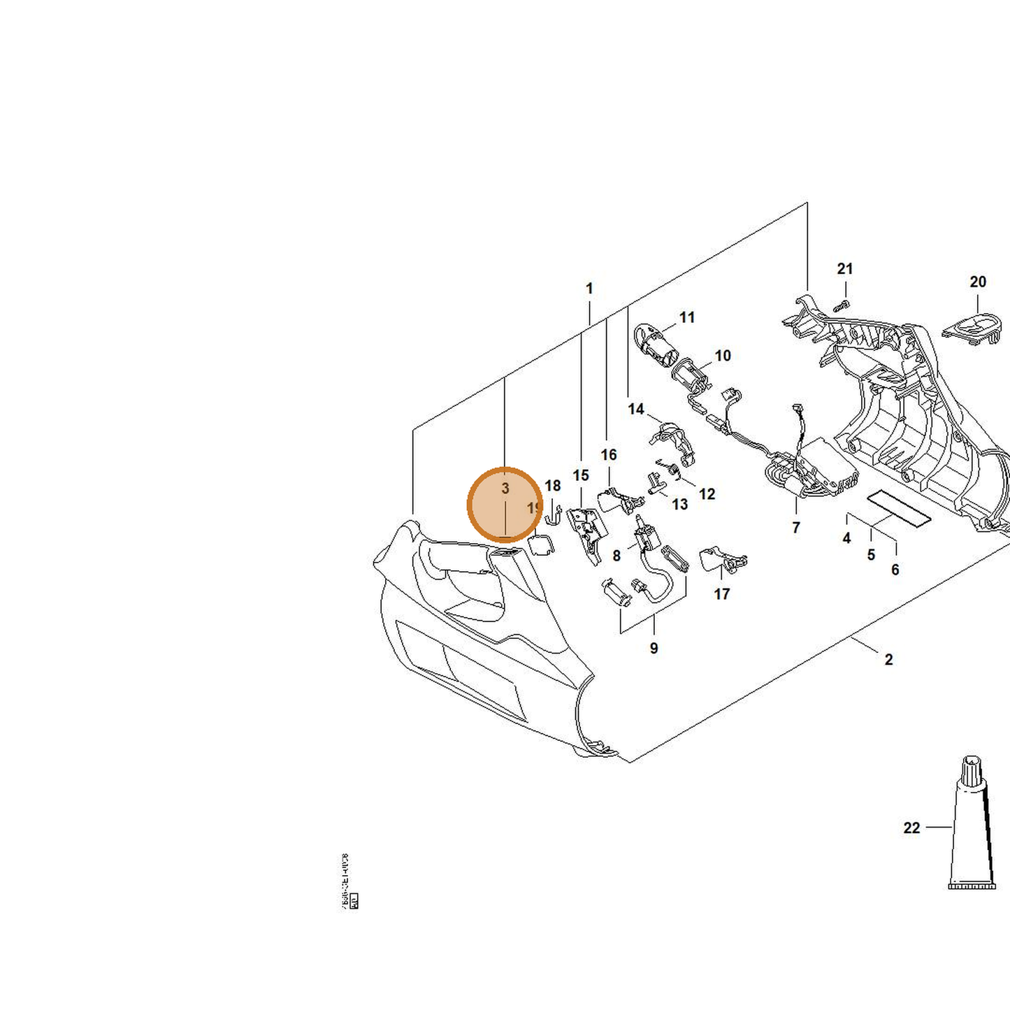 STIHL part 4866-432-8300 — IPL diagram snippet (6x zoom, amber highlight)