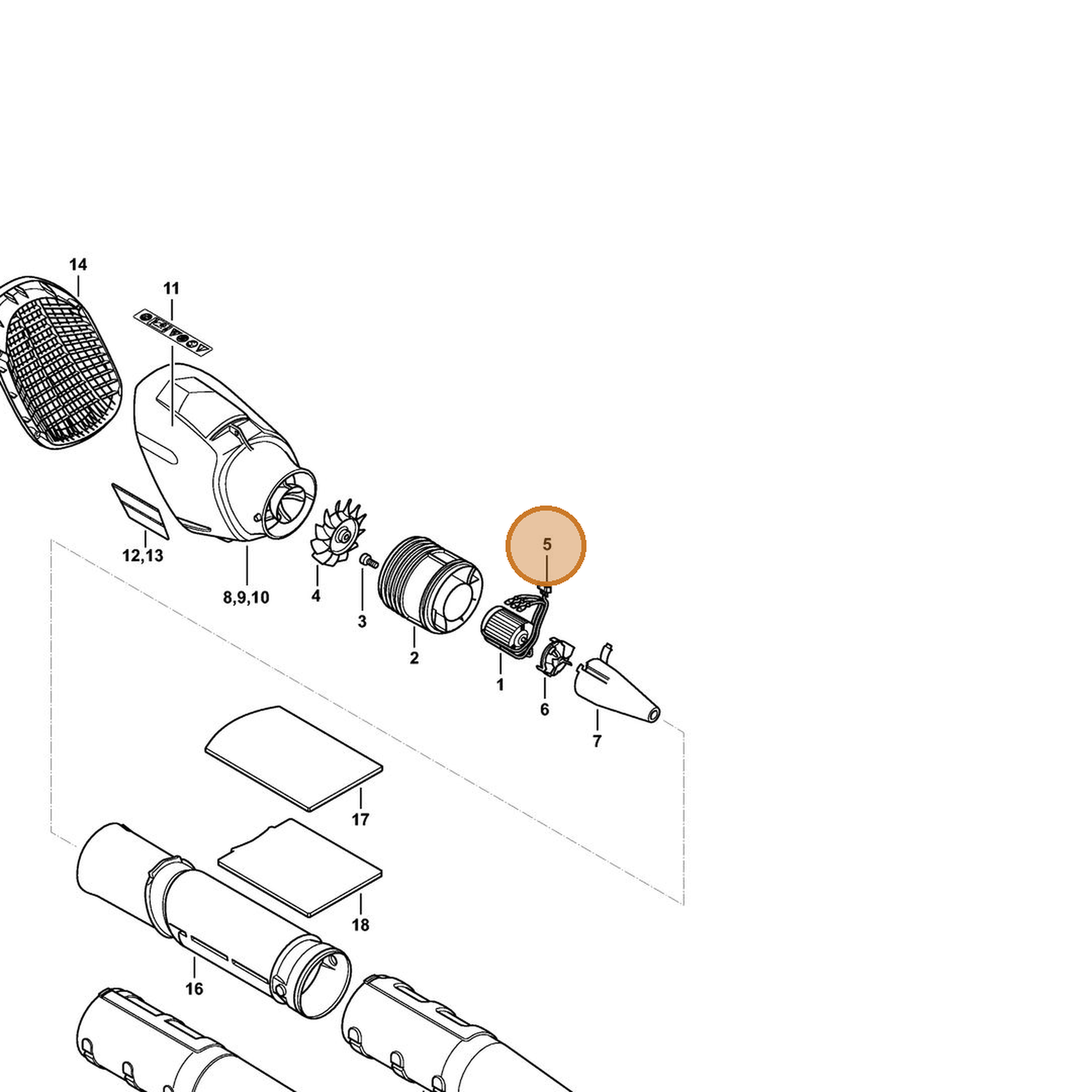 STIHL part 4866-440-3001 — IPL diagram snippet (6x zoom, amber highlight)