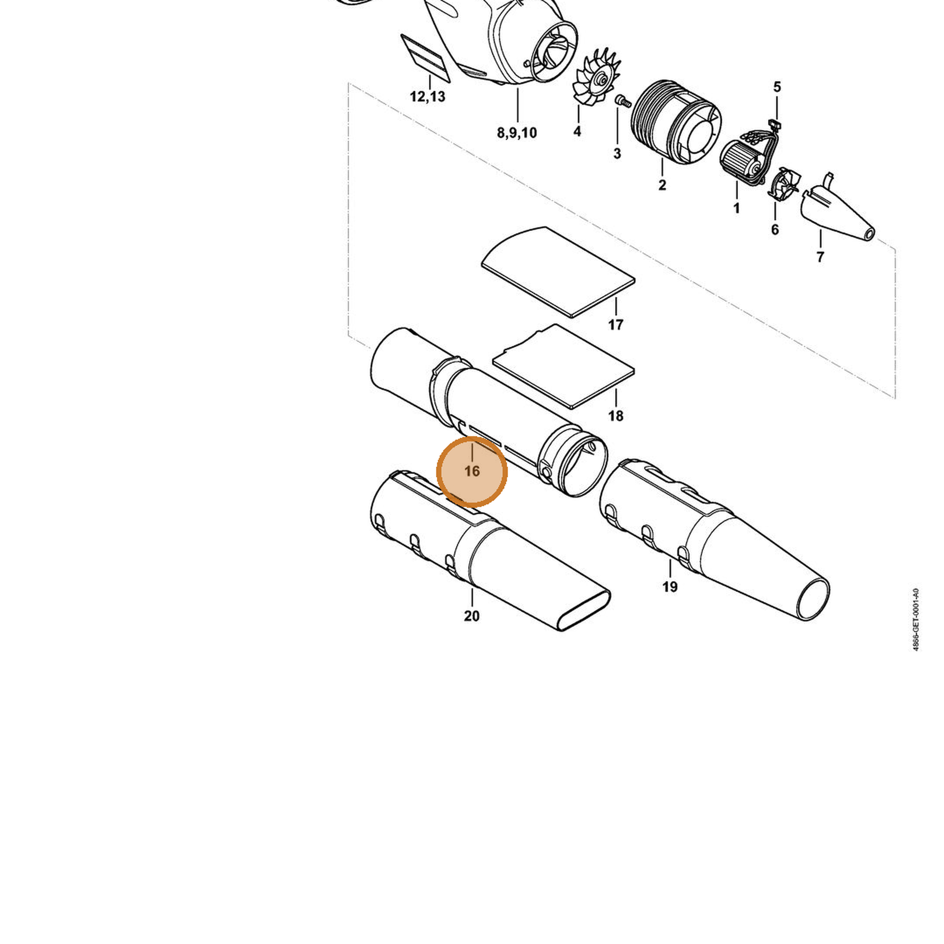 STIHL part 4866-701-5400 — IPL diagram snippet (6x zoom, amber highlight)