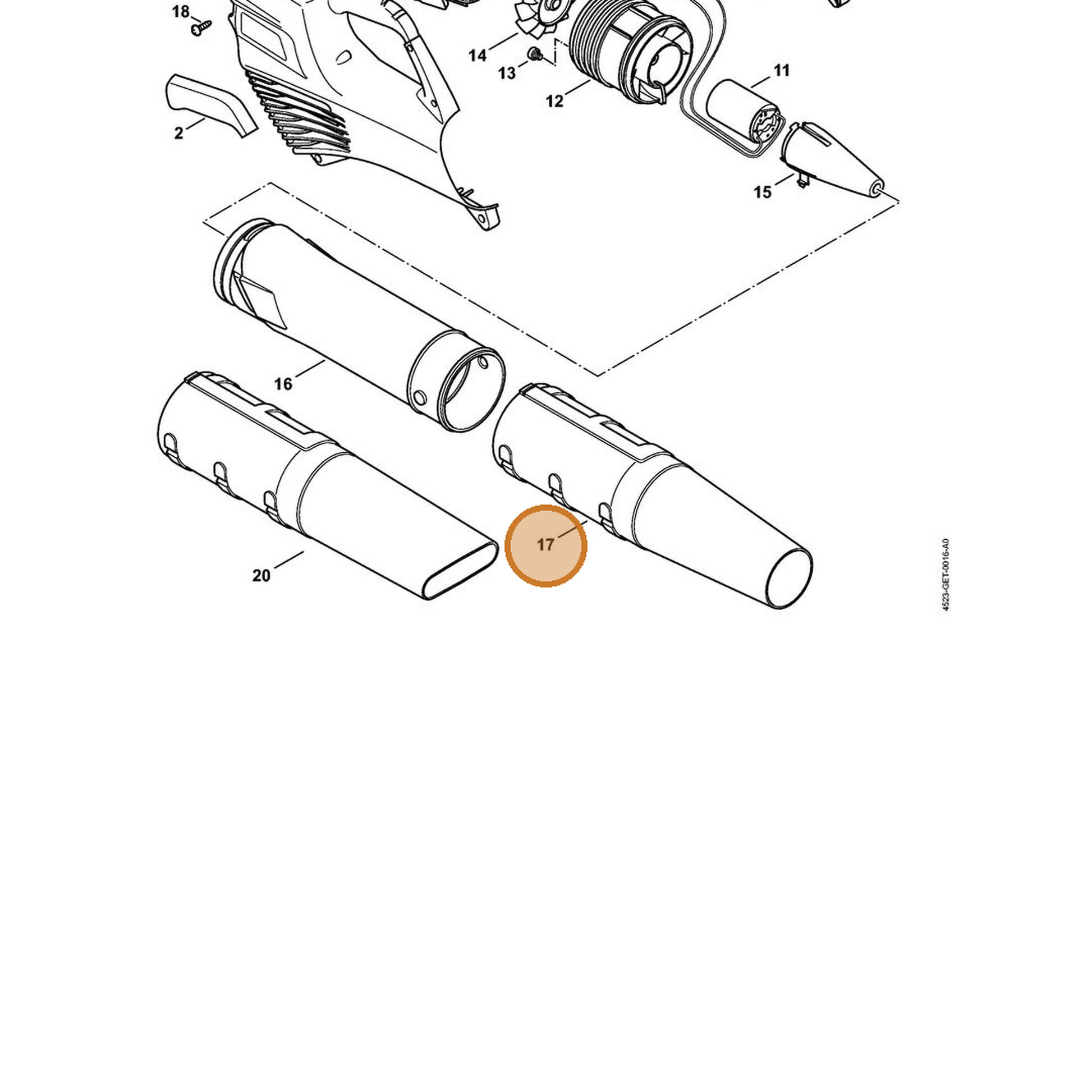 STIHL part 4866-701-8300 — IPL diagram snippet (6x zoom, amber highlight)
