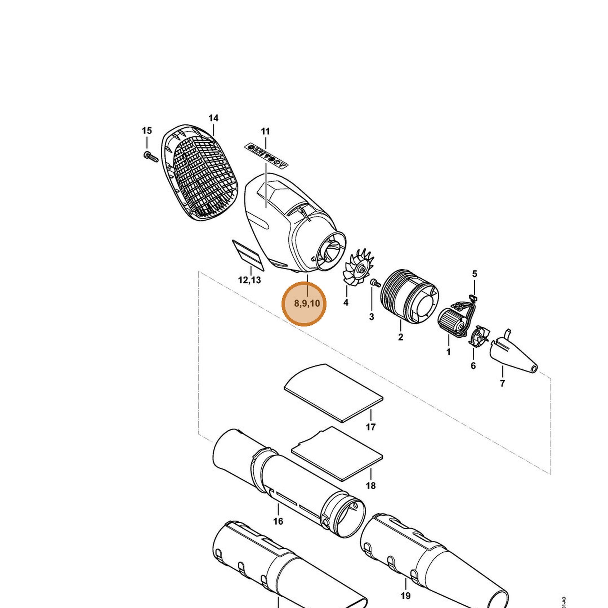 STIHL part 4866-760-9802 — IPL diagram snippet (6x zoom, amber highlight)
