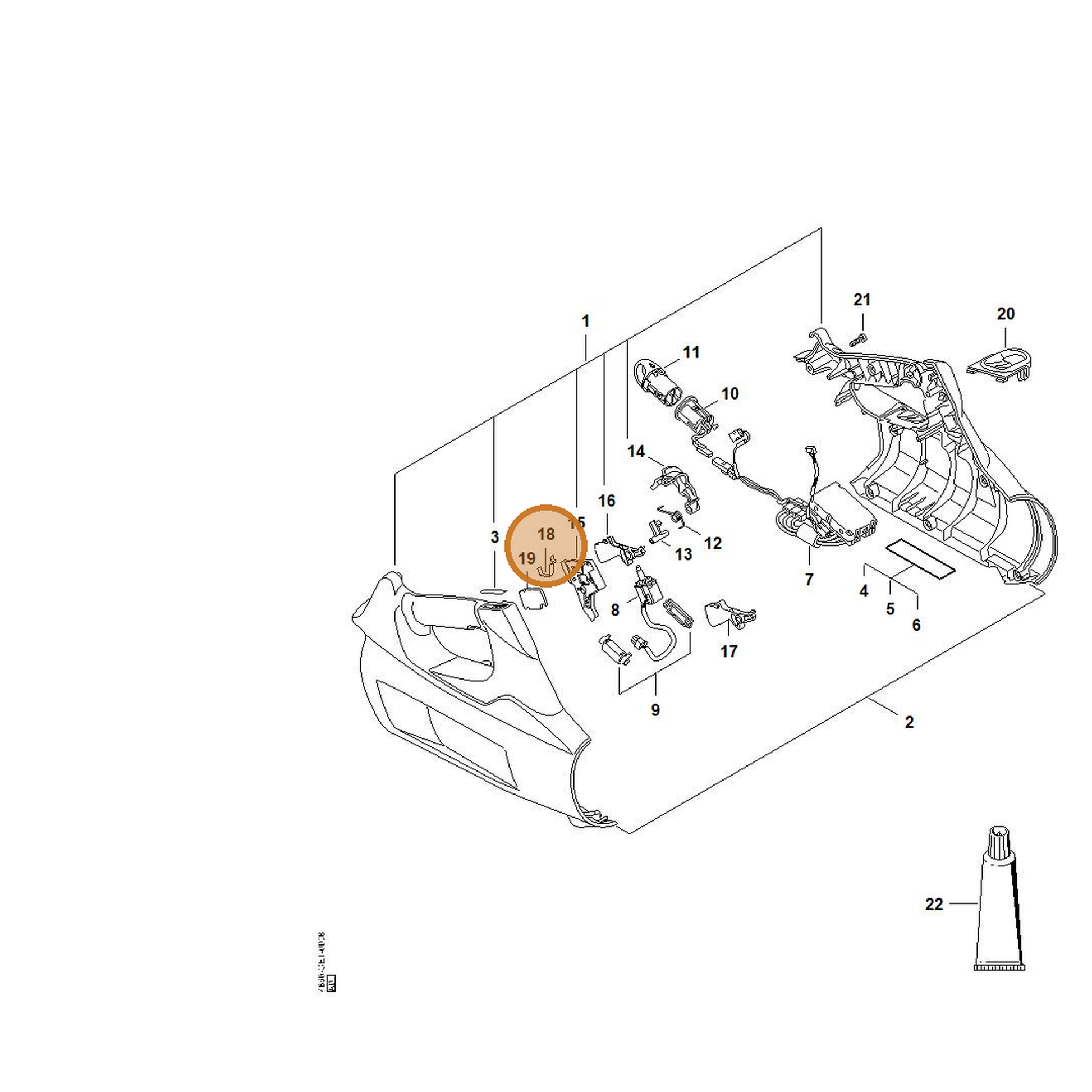 STIHL part 4866-791-3100 — IPL diagram snippet (6x zoom, amber highlight)