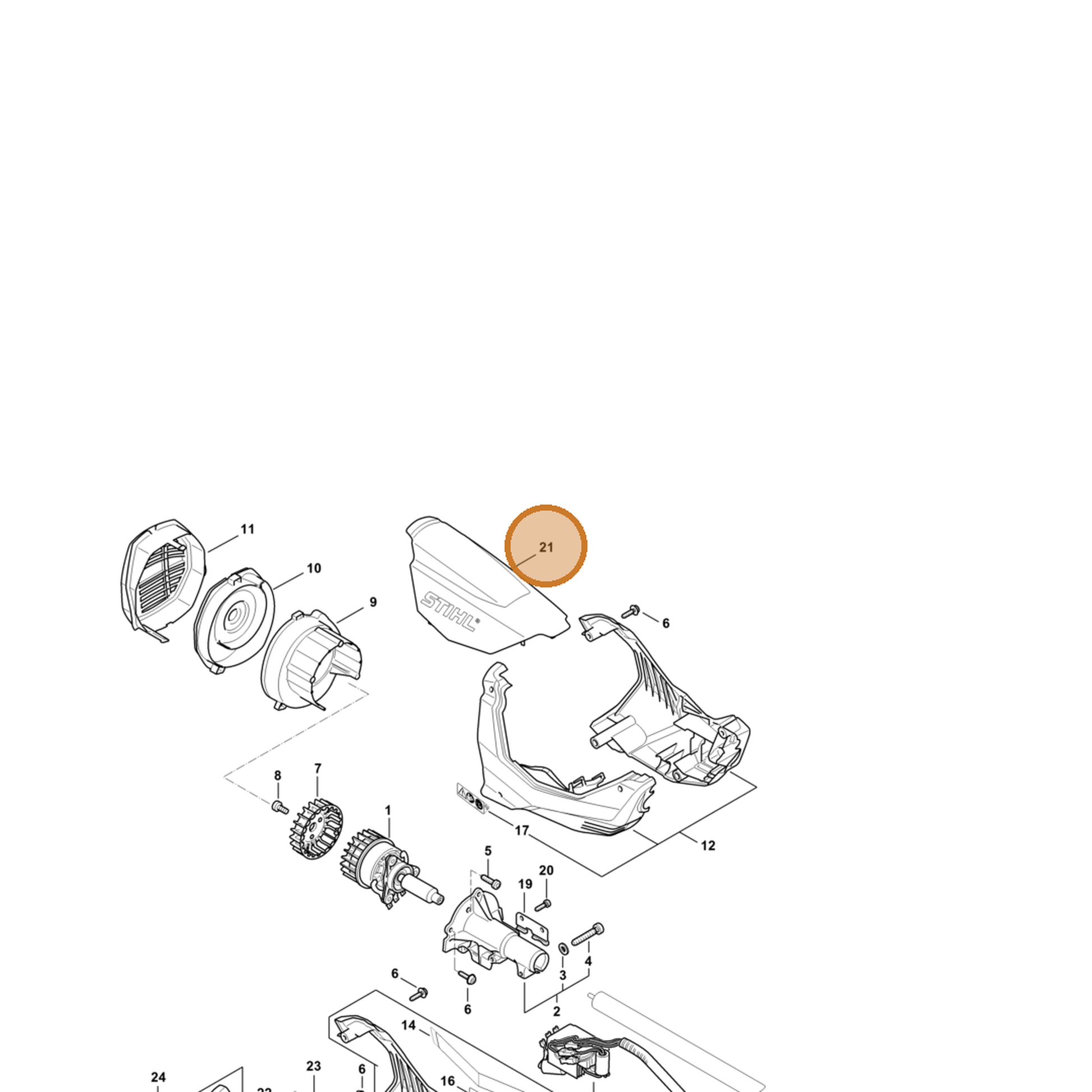 STIHL part 4867-080-1625 — IPL diagram snippet (6x zoom, amber highlight)