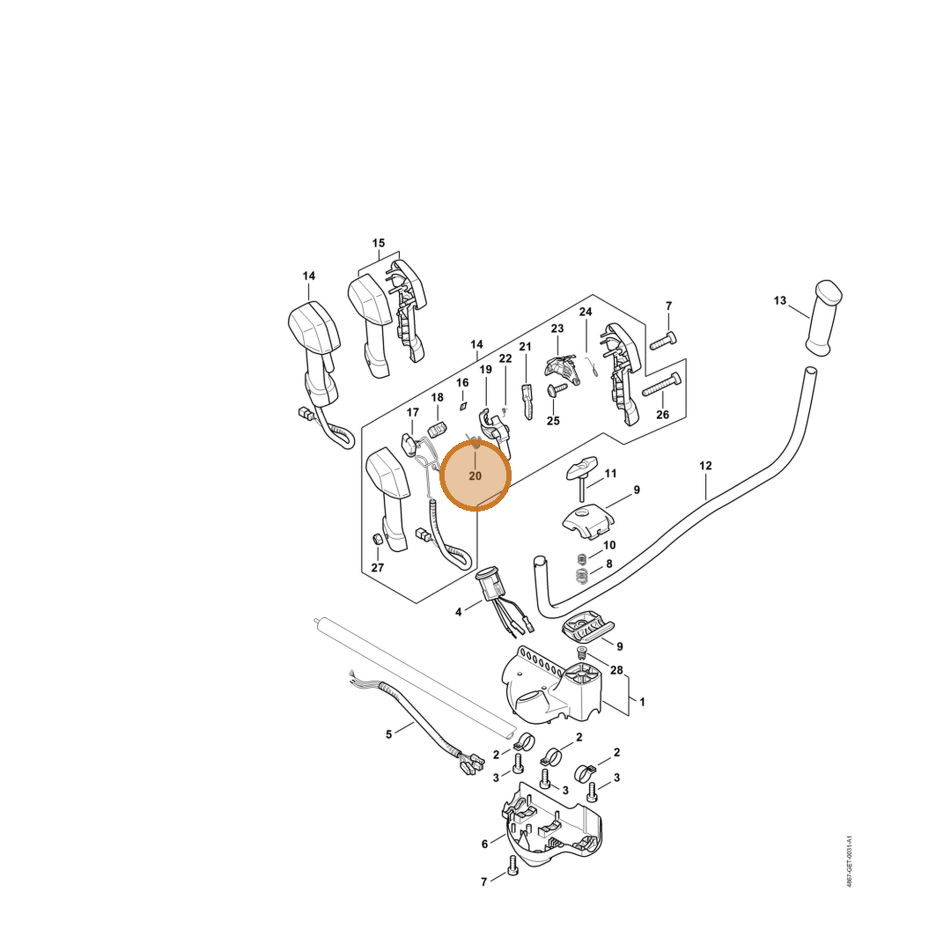 STIHL part 4867-182-4501 — IPL diagram snippet (6x zoom, amber highlight)