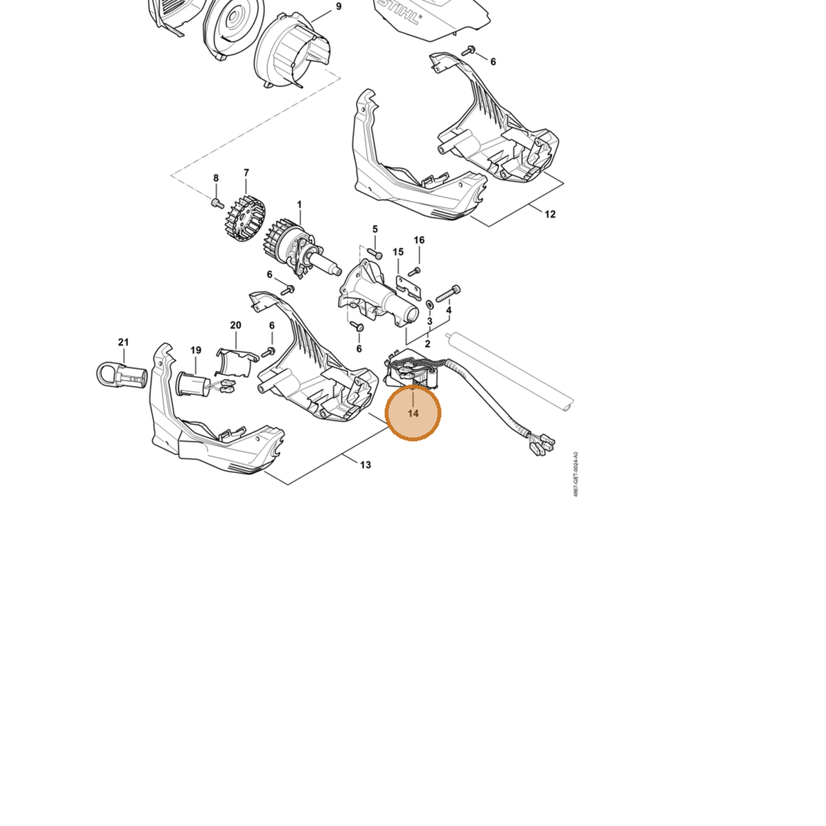 STIHL part 4867-430-1400 — IPL diagram snippet (6x zoom, amber highlight)