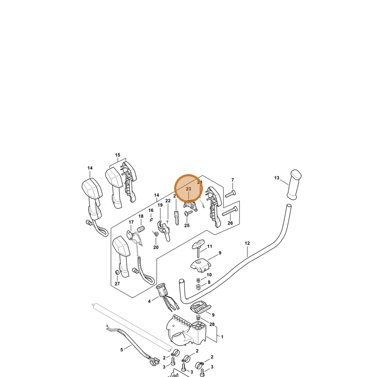 STIHL part 4867-430-3400 — IPL diagram snippet (6x zoom, amber highlight)
