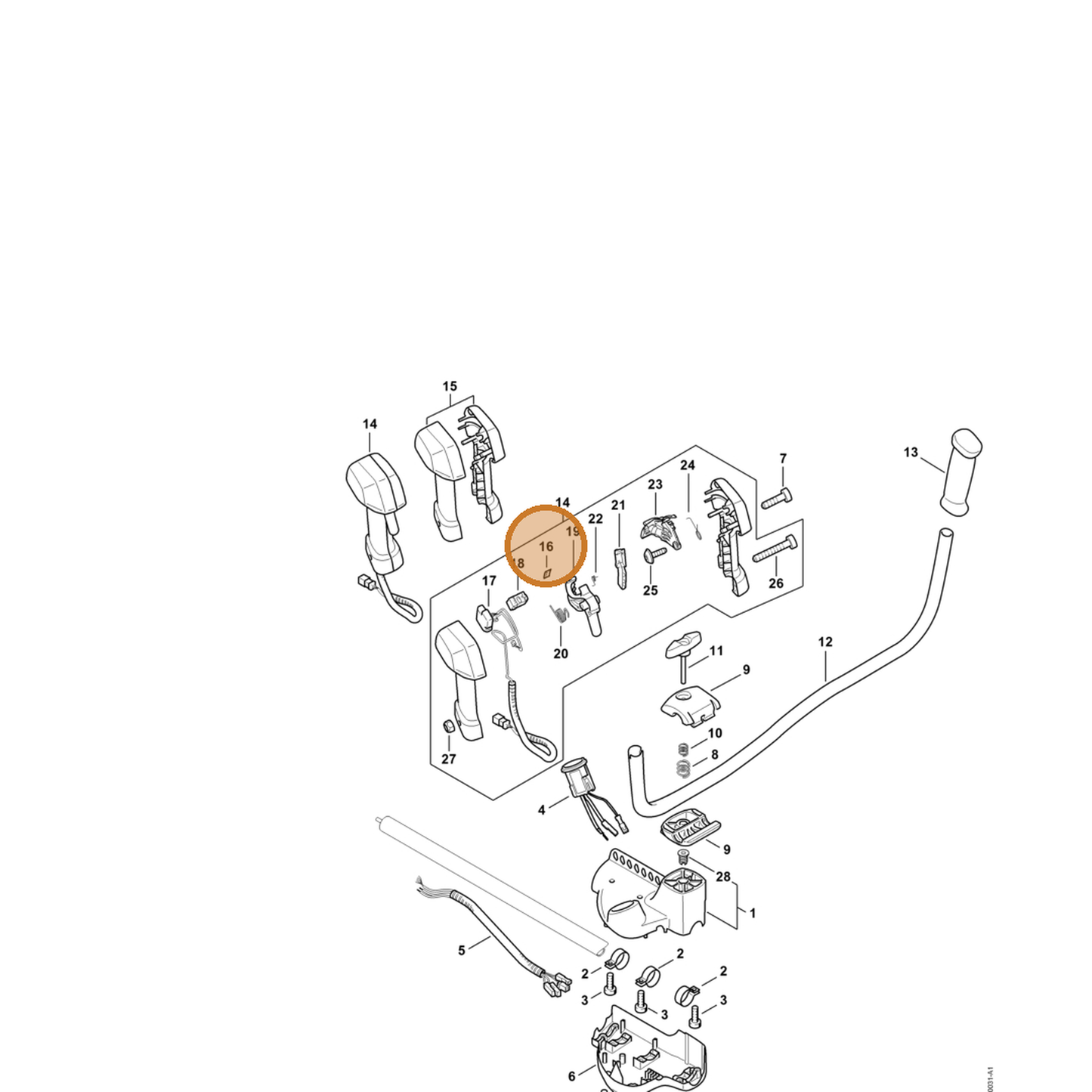 STIHL part 4867-432-8300 — IPL diagram snippet (6x zoom, amber highlight)