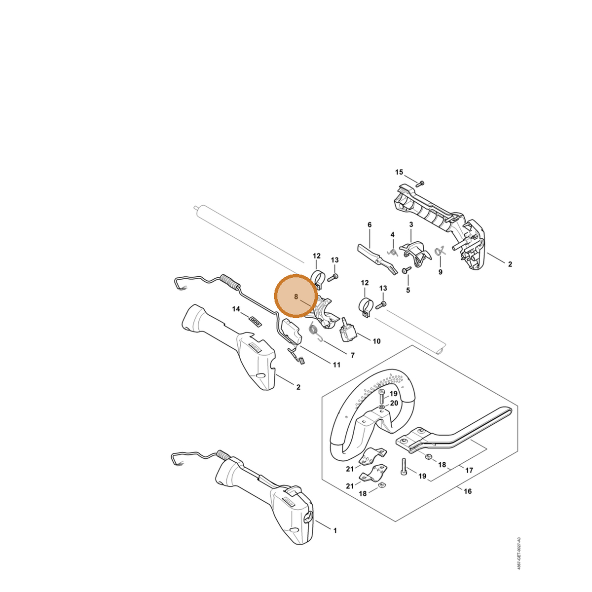 STIHL part 4867-435-2420 — IPL diagram snippet (6x zoom, amber highlight)
