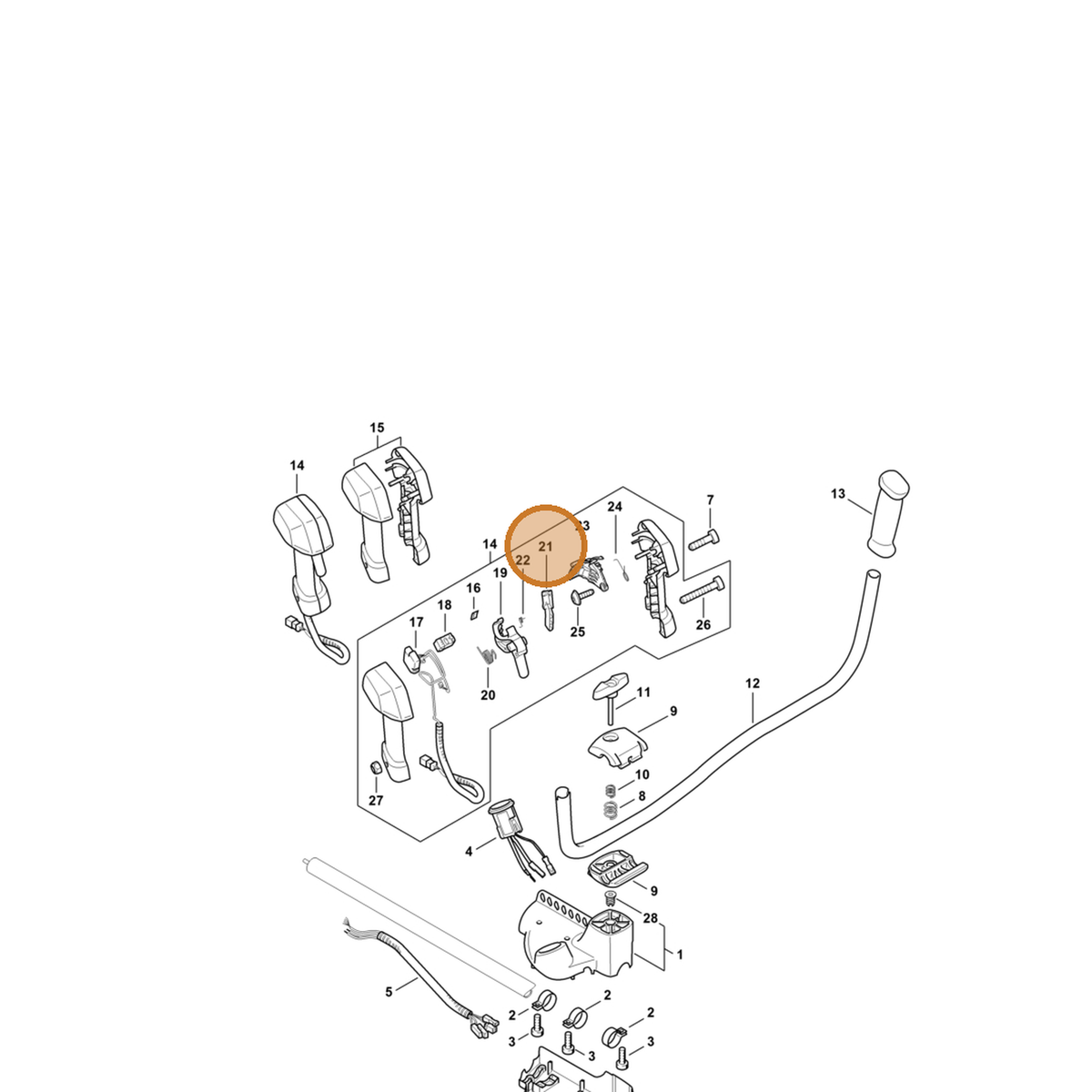 STIHL part 4867-435-6301 — IPL diagram snippet (6x zoom, amber highlight)