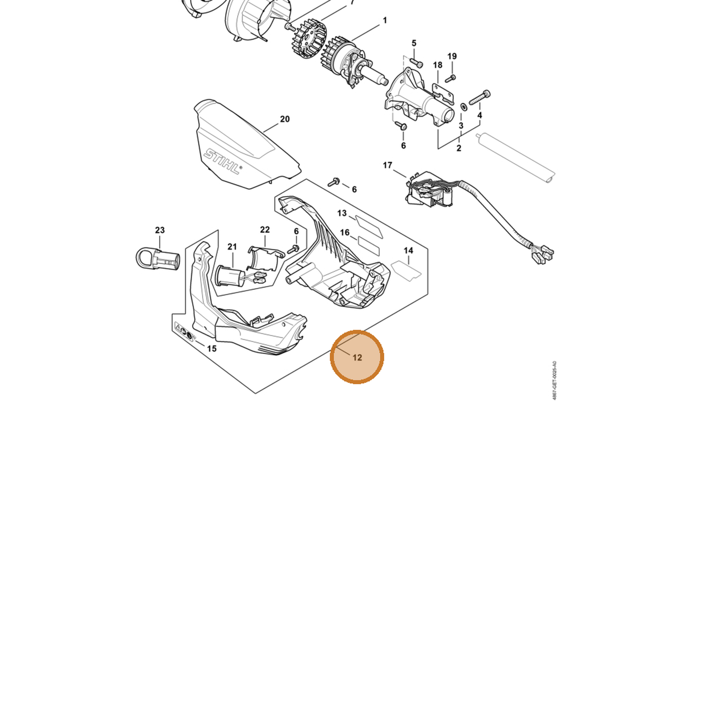 STIHL part 4867-600-0802 — IPL diagram snippet (6x zoom, amber highlight)