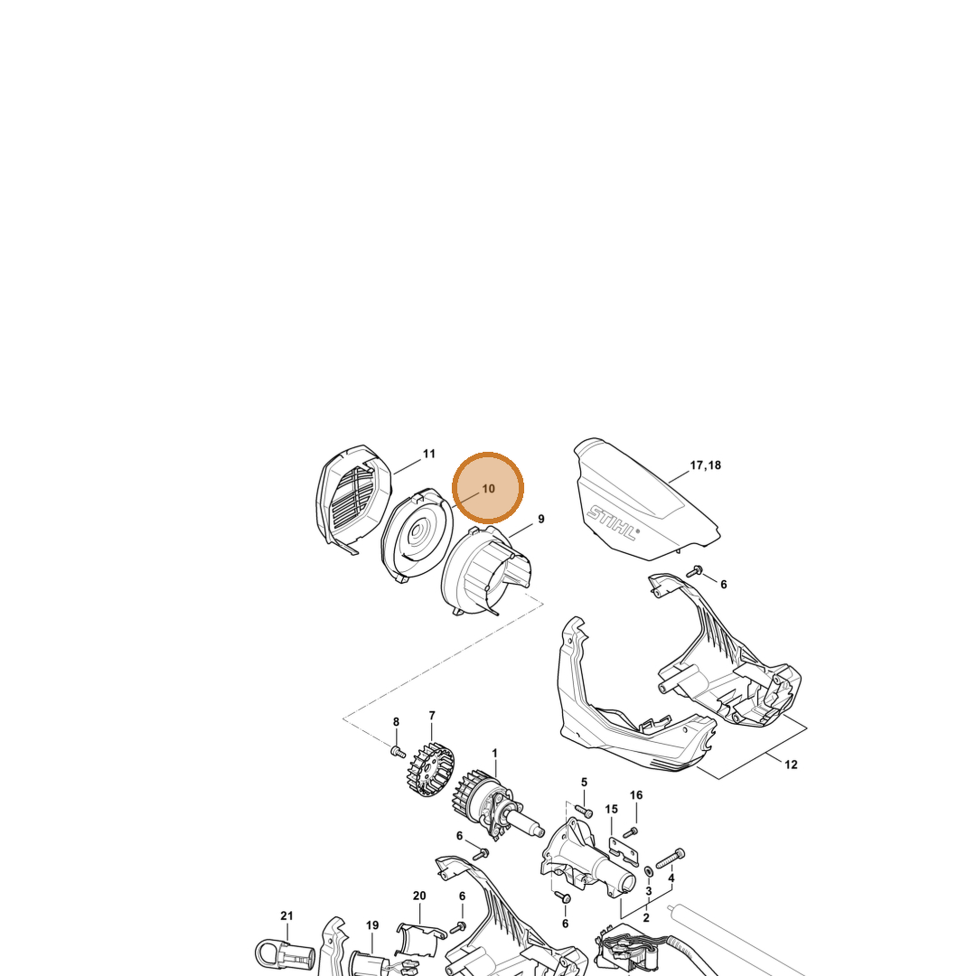 STIHL part 4867-706-3400 — IPL diagram snippet (6x zoom, amber highlight)