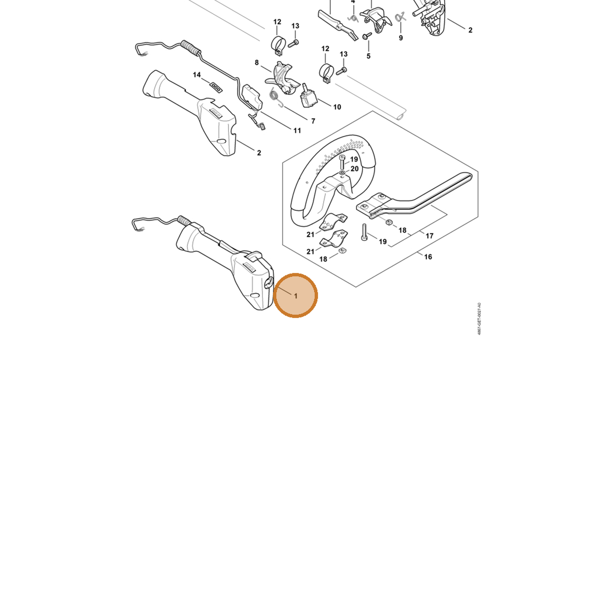 STIHL part 4867-790-1330 — IPL diagram snippet (6x zoom, amber highlight)