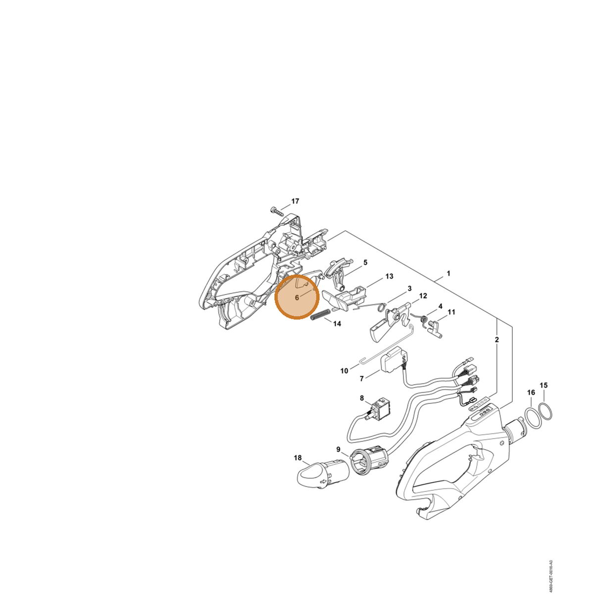 STIHL part 4869-182-0800 — IPL diagram snippet (6x zoom, amber highlight)